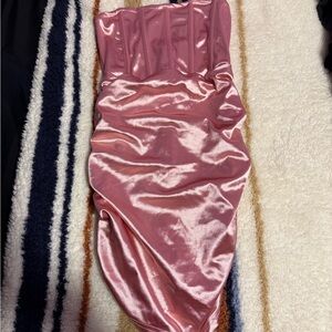 SHEIN Shimmering Pink Strapless Dress